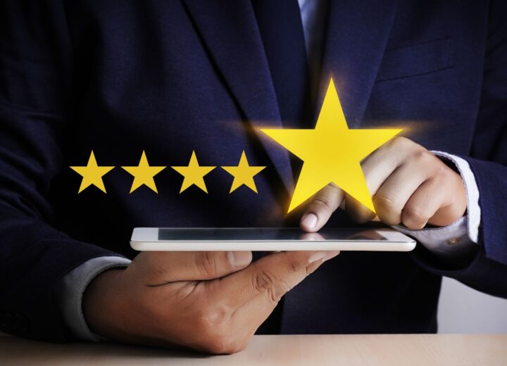 The image show customer giving a 5-star rating